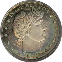 1901 50C PR67 Cameo PCGS. This piece is among the fine
