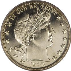 1903 50C PR65 Cameo PCGS. Device to field contrast on