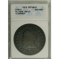 1795 S$1 Flowing Hair, Two Leaves--Cleaned--ANACS. B-5