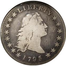 1795 S$1 Flowing Hair, Three Leaves VG10 NGC. B-6, BB-