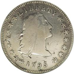1795 S$1 Flowing Hair, Three Leaves--Graffiti, Cleaned