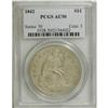 1842 S$1 AU50 PCGS. Luster outlines the legends, stars