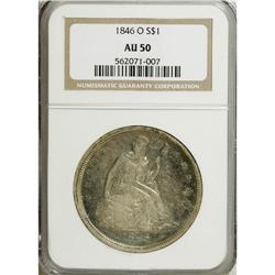 1846-O S$1 AU50 NGC. An attractive, lightly circulated