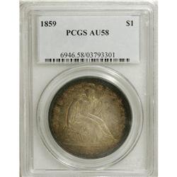 1859 S$1 AU58 PCGS. This subtly lustrous pre-war piece