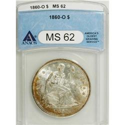 1860-O S$1 MS62 ANACS. Splashes of orange toning invig