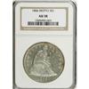 Image 1 : 1866 S$1 Motto AU58 NGC. All four date digits are ligh
