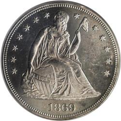 1869 S$1 MS61 PCGS. Well struck, except for the right