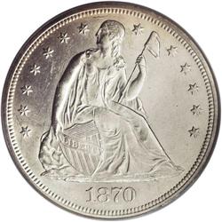 1870 S$1 MS62 PCGS. The 1870 dollar is relatively easy