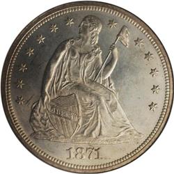 1871 S$1 MS64 NGC. While not a rarity in the Seated do