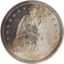 1861 S$1 PR63 PCGS. Although 1,000 proofs were reporte