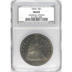 1870 S$1 --Artificial Toning--NCS. Proof. One of 1,000