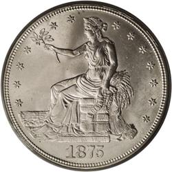 1875-S T$1 MS64 PCGS. Breen-5791. Type One Reverse, La