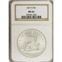 1877-S T$1 MS62 NGC. A highly lustrous and nearly bril