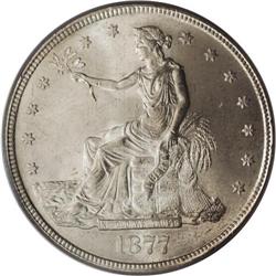 1877-S T$1 MS64 PCGS. Breen-5813. Large S, 1 8 Free. T