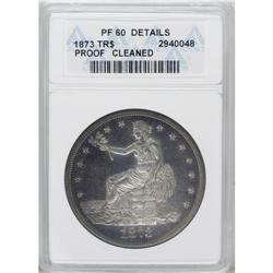 1873 T$1 --Cleaned--ANACS. PR60 Details. Gentle mauve a