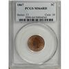 Image 1 : 1867 1C MS64 Red PCGS. A satiny near-Gem with straw-go