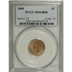1868 1C MS64 Red PCGS. The pale orange surfaces of thi