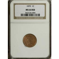 1870 1C MS64 Red NGC. The 1870 Indian cent was produce