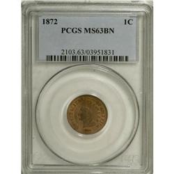 1872 1C MS63 Brown PCGS. This exactingly struck and lo