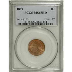 1879 1C MS65 Red PCGS. This flashy orange-red piece is