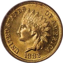 1882 1C MS66 Red PCGS. Vivid chartreuse-gold toning il