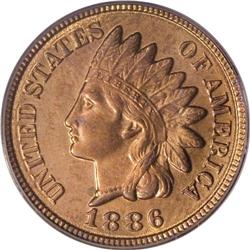 1886 1C Type Two MS64 Red PCGS. This remarkable near-G