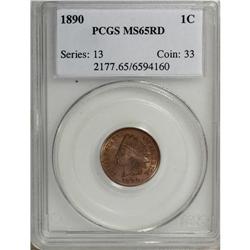 1890 1C MS65 Red PCGS. Even sandy-red coloration and t