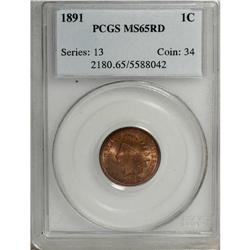 1891 1C MS65 Red PCGS. Effulgent with well struck devi