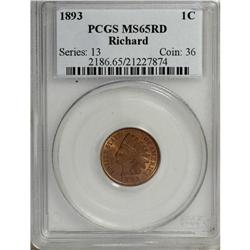 1893 1C MS65 Red PCGS. Well struck with even orange-re