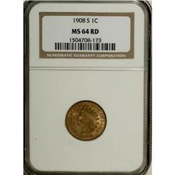 1908-S 1C MS64 Red NGC. Attractive orange-gold luster