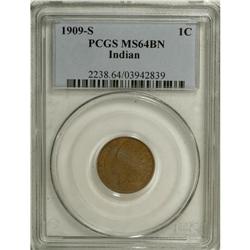 1909-S 1C MS64 Brown PCGS. This low mintage cent has d