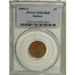 1909-S 1C MS63 Red and Brown PCGS. Intermingled golden