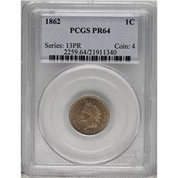 1862 1C PR64 PCGS. Sharply struck with a coating of op