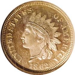 1862 1C PR65 Cameo NGC. While business strikes of this