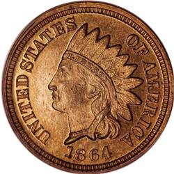 1864 1C Bronze No L PR66 Red and Brown PCGS. While the