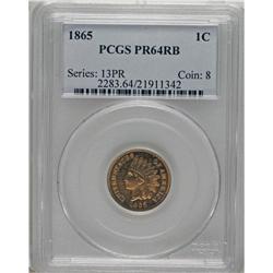 1865 1C PR64 Red and Brown PCGS. Plain 5. A precisely