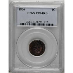 1866 1C PR64 Red and Brown PCGS. Cherry-red, ruby, and