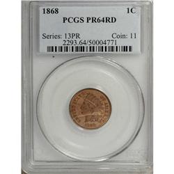1868 1C PR64 Red PCGS. Crisply struck throughout, with