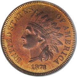 1873 1C Closed 3 PR65 Red PCGS. At least 1,100 proof 1