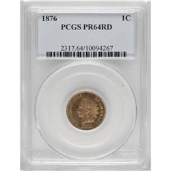 1876 1C PR64 Red PCGS. Considerable cameo contrast sho