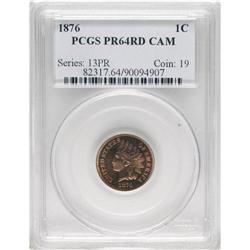 1876 1C PR64 Cameo PCGS. Fully struck with lovely lila