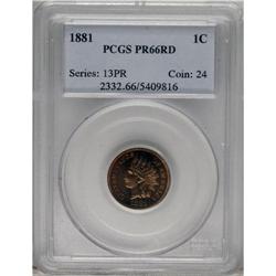 1881 1C PR66 Red PCGS. This exquisitely struck and una
