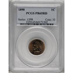 1890 1C PR65 Red PCGS. Sharply struck and well preserv
