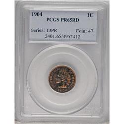 1904 1C PR65 Red PCGS. Fully struck with deep, watery