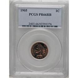 1905 1C PR66 Red and Brown PCGS. Bright fire-red and l
