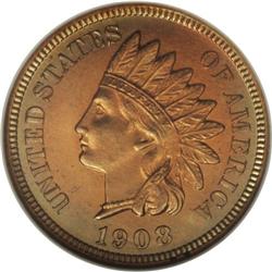 1908 1C PR66 Red NGC. The 1908 cent saw a production o