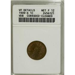1909-S VDB 1C --Corroded, Cleaned--ANACS. VF Details, N