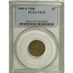 1909-S VDB 1C VF25 PCGS. This unblemished medium brown