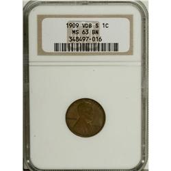 1909-S VDB 1C MS63 Brown NGC. Lime and chocolate-brown
