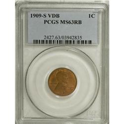 1909-S VDB 1C MS63 Red and Brown PCGS. Blended straw-g